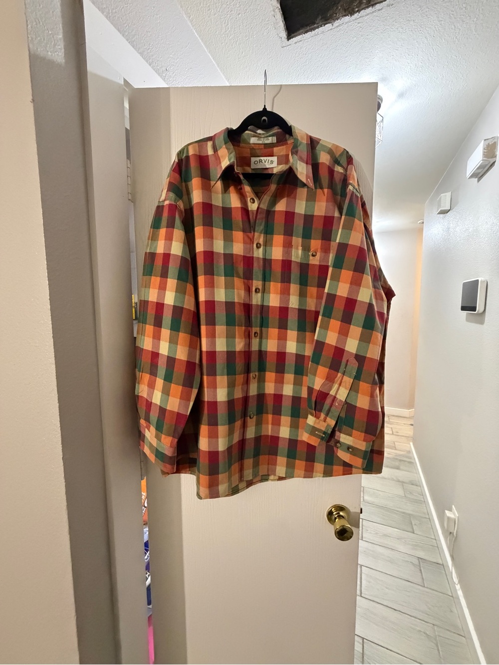 Orvis Plaid Button-Up Shirt in Red, Green, Yellow, Cream